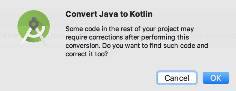 Kotlin conversion dialog