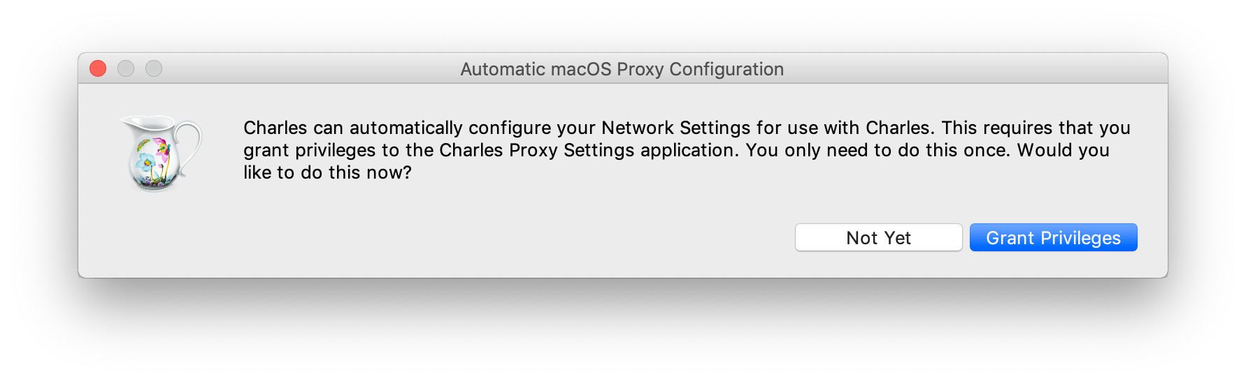 Grant Privileges to Automatic macOS Proxy Configuration dialog