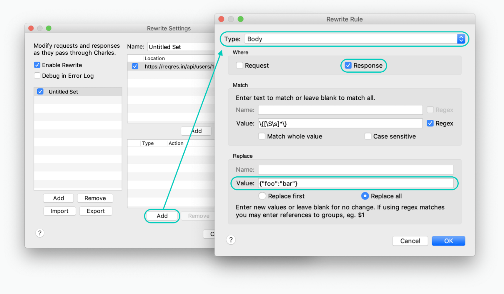 Rewrite response body with JSON value